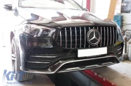 Chrom/schwarzer GT-Typ Kühlergrill geeignet für Mercedes GLE SUV W167, GLE Coupe C167 2019-2022 mit Kameraöffnung, für das Modell ausgestattet mit A Design Frontstoßstange-image-6145875