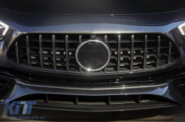 Chrom/schwarzer GT-Typ Kühlergrill geeignet für Mercedes E-Klasse W213 Limousine, S213 Kombi, C238 Coupé, A238 Cabrio A Design Sportlinie & Avantgarde, E53 A Design nach 2020 mit Öffnung für Kamera-image-6145999