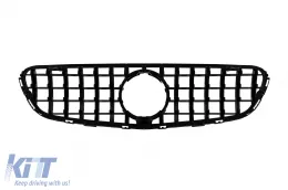 Chrom/schwarzer GT-Typ Kühlergrill geeignet für Mercedes GLC SUV X253, GLC Coupe C253 2015-2018 mit Kameraloch-image-6146081