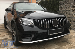Chrom/schwarzer GT-Typ Kühlergrill geeignet für Mercedes GLC SUV X253, GLC Coupe C253 2015-2018 mit Kameraloch-image-6146084