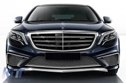 Chrom/schwarzer Kühlergrill Typ A Design geeignet für Mercedes S-Klasse W222 2013-2020 für das Modell mit Distronic und Nachtsicht-image-6145774