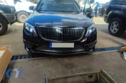 Chrom/schwarzer Maybach-Stil Kühlergrill geeignet für Mercedes S-Klasse W222 2013-2020 für das Modell mit Distronic-image-6265500