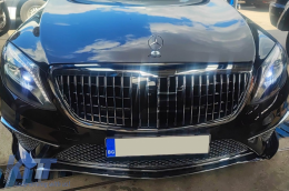 Chrom/schwarzer Maybach-Stil Kühlergrill geeignet für Mercedes S-Klasse W222 2013-2020 für das Modell mit Distronic-image-6265501
