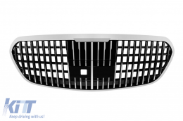 Chrom/schwarzer Maybach-Stil Kühlergrill geeignet für Mercedes S-Klasse W223 nach 2021 für das Modell mit Distronic-image-6265576