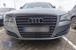 Chrom/schwarzer W12-Typ Frontgrill geeignet für AUDI A8 2011-2014 mit Nachtsichtanschluss, mit PDC, geeignet für Standardstoßstange-image-6162856