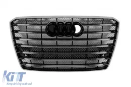 image-62-Chrom/schwarzer W12-Typ Kühlergrill geeignet für Audi A8 2015-2017 mit Nachtsichtöffnung, mit PDC, für Standardstoßstange