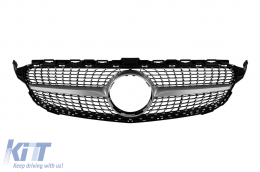 image-77-Chrom/silber Diamantgrill geeignet für Mercedes C-Klasse W205 Limousine, S205 Kombi, C205 Coupé 2014-2018 ohne Kameraloch