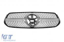 image-64-Chrom/silber Diamantgrill geeignet für Mercedes GLE W167, GLE Coupe C167 nach 2019-2023 mit Kameraloch, geeignet für das Modell mit A Design Frontstoßstange