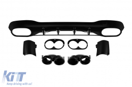 CLA45 type diffuser with black tips suitable for rear A Design bumper on Mercedes CLA C118 after 2019, black lacquer, -oo--oo- - ABRBDM6020950