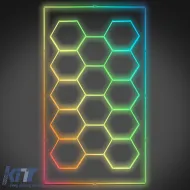 Éclairage LED hexagonal RGB pour garage, atelier, showroom 14 panneaux 2,30 x 4,56 m-image-6208063