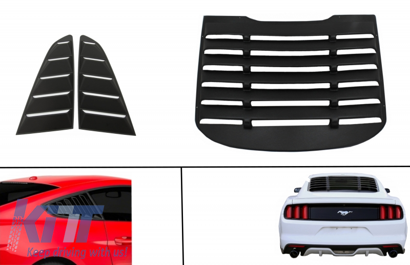 Window Louvers Black 1 Pair Left & Right Side Window Louver Scoop Cover Vent for Ford Mustang 2005-2014 