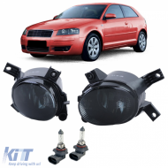 Clear Glass Fog Light Set Black Smoke for Audi A3 8P1 8P7 A4 B7 8E B6 8H