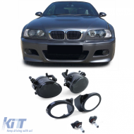 Clear glass fog lights black smoke fits for BMW E39 E46 with M bumper-image-6209395