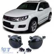 Clear glass fog lights black smoke for VW Caddy Tiguan Touran EOS Polo 6R - ODFLV6027243