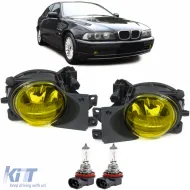 image-8-Clear glass fog lights H8 yellow pair suitable for 5 Series BMW E39 00-04 facelift