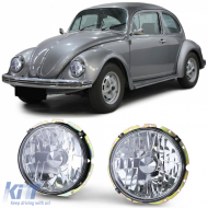 Clear glass headlight H4 chrome for VW Beetle + Convertible from 73 - ODHV6012974