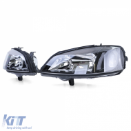 Clear Glass Headlights Black Set Right Left for Opel Astra G 1997-2004-image-6239368
