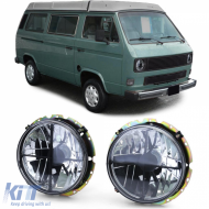 Clear glass headlights black smoke with crosshair for VW T2 73-79 + T3 79-92 - ODHV6015231