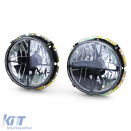 Clear glass headlights black smoke with crosshair for VW T2 73-79 + T3 79-92-image-6209446