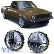 Clear glass headlights black with crosshair for VW Caddy I 82-92 Jetta I 79-84 - ODHV6025160
