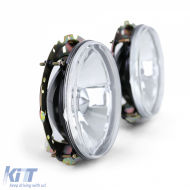 Clear glass headlights H4 chrome for VW Caddy I 82-92 + Jetta I 79-84-image-6209367