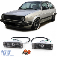 Clear glass indicators with parking light Black Smoke for VW Golf 1 2 Jetta 1 2 Polo 86C