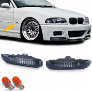 Clear glass side indicators black smoke pair suitable for 3 Series BMW E46 98-03 - ODSB6012282