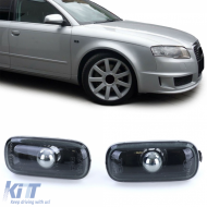 Clear glass side indicators smoke black pair for Audi A3 8P A4 8E B7 A6 4F C6