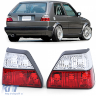 image-5-Clear glass tail light set red white crystal fits for VW Golf II 2 83-91