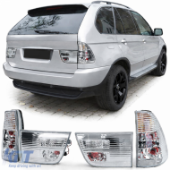 Clear glass tail lights silver chrome suitable for BMW X5 E53 99-03 pre-facelift - ODTLB6012644