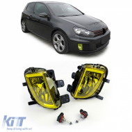 Clear glass yellow fog lights for VW Golf VI 6 GTI GTD