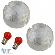 Clear indicator lens set incl. bulbs for Harley Davidson Ø 7.5cm