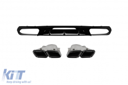 CLS63 GT type diffuser with black tips suitable for rear A Design bumper on Mercedes CLS C218 2011-2018 -oo--oo-, black lacquer - ABMERA6007803