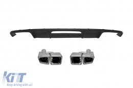 CLS63 type diffuser with chrome E63 type tips suitable for rear A Design bumper on Mercedes CLS W218 2011-2018 -oo--oo- - ABMERA6009843