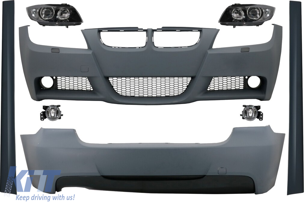 Komplett karosszériakészlet BMW 3-as sorozat E90 (2005-2008) M-Technik Design és Angel Eyes Black fényszórókhoz