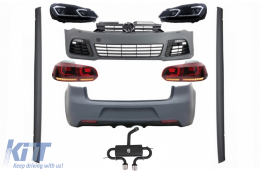 image-49-Complete Body Kit katállhlo gia VW Golf VI 6 MK6 (2008-2013) R20 Schediasmós me Fanária Emprós LED kai Fotistiká Píso Fóta Dunamikó Turning Light + Plíres svsthma exatmíseos