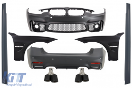 Complete Body Kit suitable for BMW 3 Series F30 (2011-2019) with Front Fenders and Exhaust Muffler Tips Carbon Fiber EVO II M3 CS Design - COCBBMF30EVOGJETM3