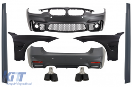 Complete Body Kit suitable for BMW 3 Series F30 (2011-2019) with Front Fenders and Exhaust Muffler Tips Carbon Fiber EVO II M3 CS Design - COCBBMF30EVOGJETM3B