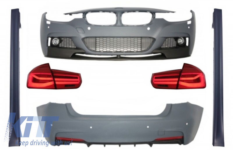 Komplett karosszériakészlet a BMW 3-as sorozat F30-ashoz (2011-2019) LED-es hátsó lámpákkal, dinamikus szekvenciális kanyarodólámpákkal, M-Performance Design