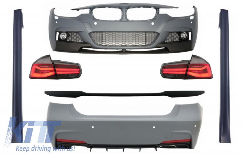 Komplett karosszériakészlet BMW 3-as sorozatú F30-hoz (2011-2019) csomagtartó légterelővel és LED-es hátsó lámpákkal, dinamikus szekvenciális kanyarodólámpákkal, M-Performance Design