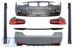 Complete Body Kit suitable for BMW 3 Series F30 (2011-2019) with Trunk Spoiler and LED Taillights Dynamic Sequential Turning Light M-Performance Design - COCBBMF30MPDOTSRS