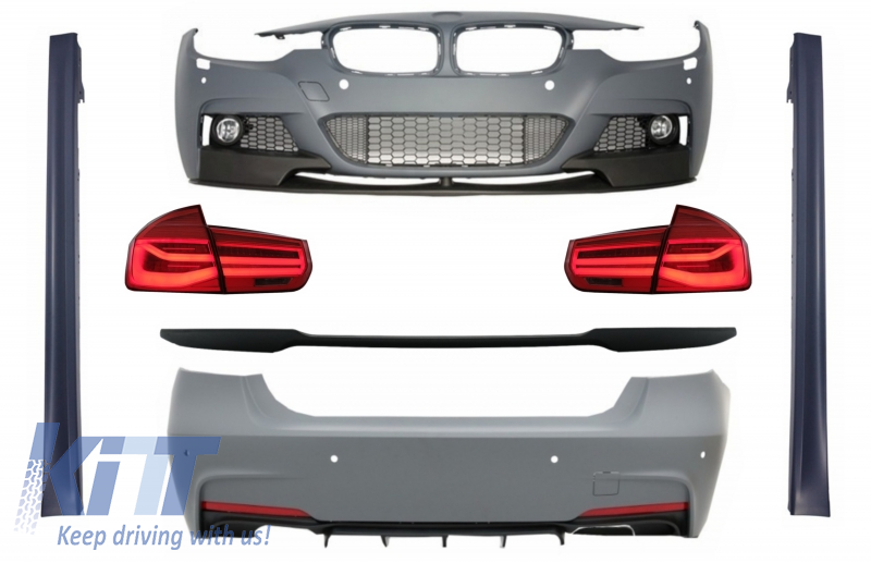 Komplett karosszériakészlet BMW 3-as sorozatú F30-hoz (2011-2019) csomagtartó légterelővel és LED-es hátsó lámpákkal, dinamikus szekvenciális kanyarodólámpákkal, M-Performance Design
