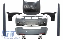 image-72-Complete Body Kit suitable for BMW 3 Series F30 (2011-2019) M-Performance Design with Front Fenders Black and Hood Bonnet &  Muffler Tips Chrome