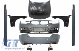 image-73-Complete Body Kit suitable for BMW 3 Series F30 (2011-2019) M-Performance Design with Front Fenders Black and Hood Bonnet &  Muffler Tips Carbon Shiny