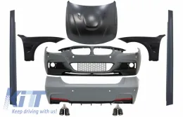 image-77-Complete Body Kit suitable for BMW 3 Series F30 (2011-2019) M-Performance Design with Double Twin Tips Carbon and Front Fenders Black & Hood Bonnet