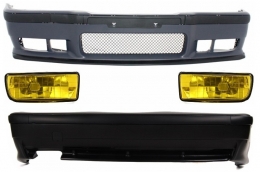 Complete Body Kit suitable for BMW 3er E36 (1992-1998) M3 Design With Yellow Fog Lights  - COCBBME36M3FY