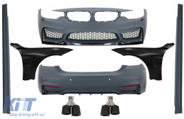 Complete Body Kit suitable for BMW 4 Series F32 F33 Coupe Cabrio (2013-2017) with Front Fenders and Dual Twin Exhaust Muffler Tips Carbon Fiber M4 Design