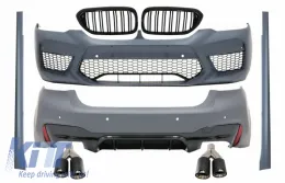 image-57-Complete Body Kit suitable for BMW 5 Series G30 (2017-2019) with Central Grilles Double Stripe and Dual Twin Exhaust Muffler Tips Carbon Fiber Matte M5 Design