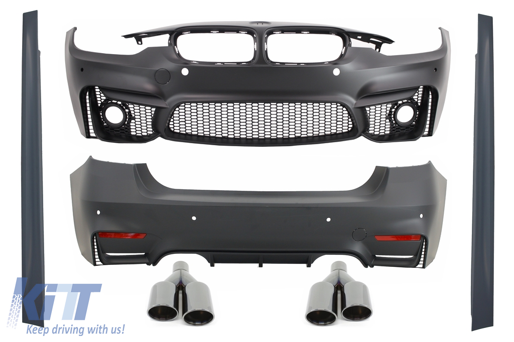 Komplett karosszéria-készlet BMW F30 (2011-2019) EVO II M3 CS Designhoz, kipufogó-végekkel Quad M-Power Black