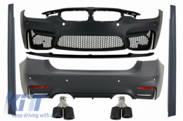 Complete Body Kit suitable for BMW F30 (2011-2019) with Dual Twin Exhaust Muffler Tips Carbon Fiber EVO II M3 CS Style Without Fog Lamps